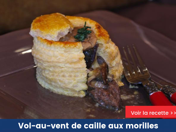 Vol au vent de caille aux morilles et champignons du moment